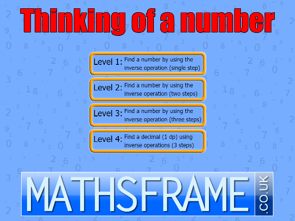 Thinking of a Number game at Mathsframe.co.uk