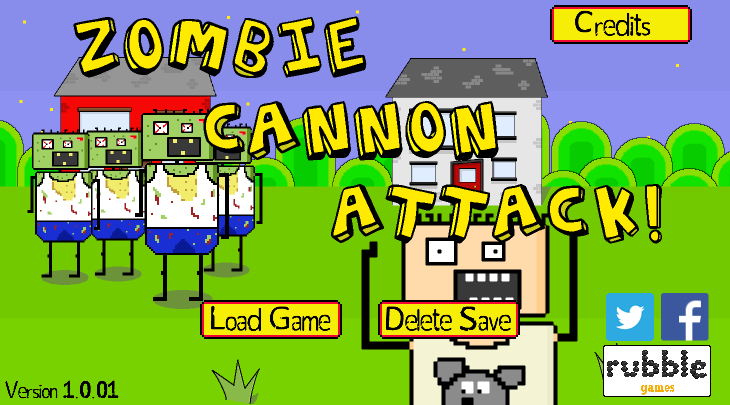 Title screen of Zombie Cannon Attack!